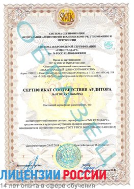 Образец сертификата соответствия аудитора №ST.RU.EXP.00014299-1 Кимры Сертификат ISO 14001